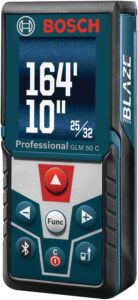  BOSCH GLM 50 C 165 Ft Laser Distance Measure, Includes 2 AAA Batteries, Hand Strap, Target Cards, & Pouch